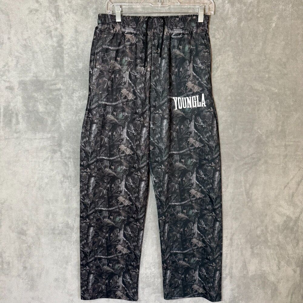 YoungLA Sweatpants Sweats Tree Jogging Joggers Baggy Elastic Waist Dark Camo